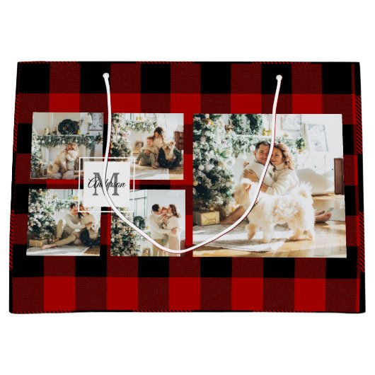 Rode buffels en collage foto's met Initiaal Groot Cadeauzakje (Voorkant)