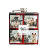 Rode buffels en collage foto's met Initiaal Heupfles (Voorkant)