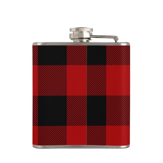 Rode buffels en collage foto's met Initiaal Heupfles (Achterkant)