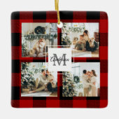 Rode buffels en collage foto's met Initiaal Keramisch Ornament (Voorkant)