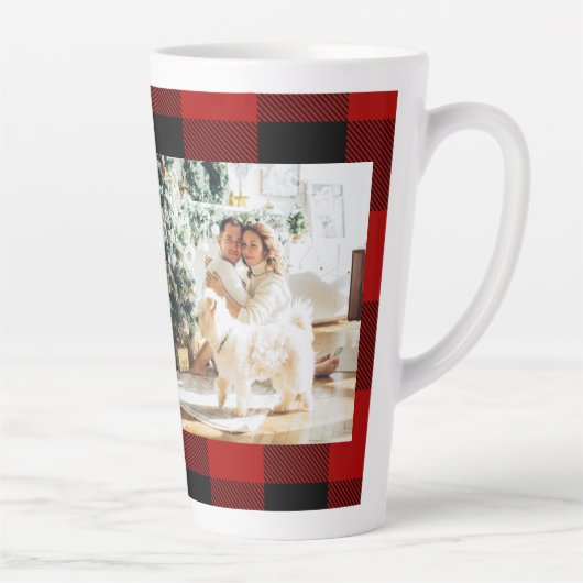 Rode buffels en collage foto's met Initiaal Latte Mok (Rechts)