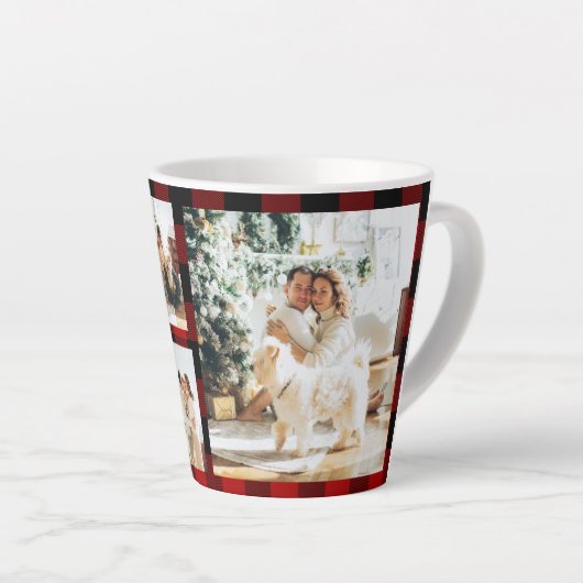 Rode buffels en collage foto's met Initiaal Latte Mok (Rechterhoek)