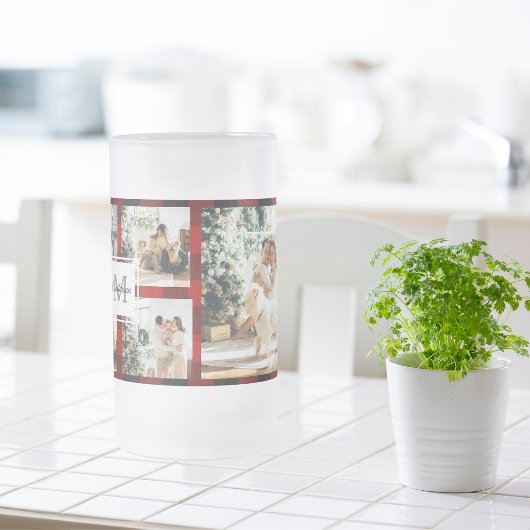 Rode buffels en collage foto's met Initiaal Matglas Bierpul