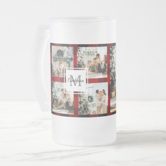 Rode buffels en collage foto's met Initiaal Matglas Bierpul (Voorkant links)