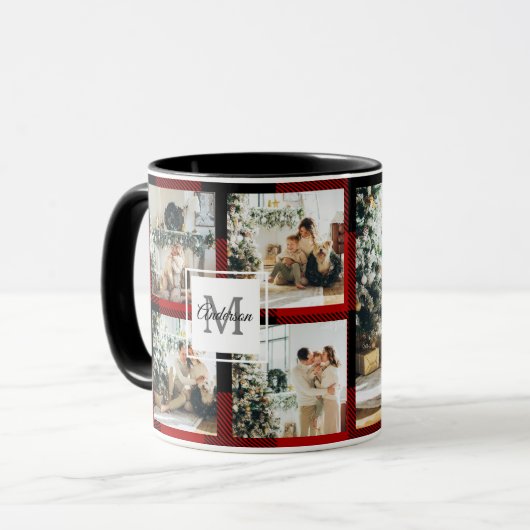 Rode buffels en collage foto's met Initiaal Mok (Voorkant links)