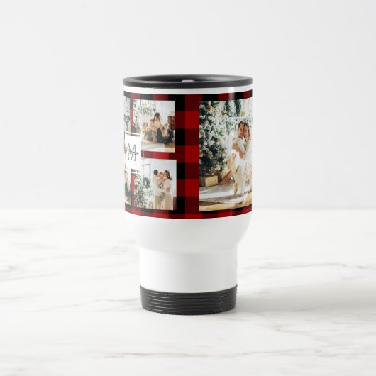 Rode buffels en collage foto's met Initiaal Reisbeker (Center)