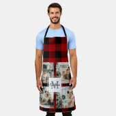 Rode buffels en collage foto's met Initiaal Schort (Gedragen)