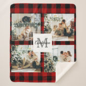 Rode buffels en collage foto's met Initiaal Sherpa Deken (Voorkant)
