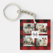 Rode buffels en collage foto's met Initiaal Sleutelhanger (voorkant)