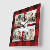 Rode buffels en collage foto's met Initiaal Vierkante Klok (Hoek)