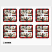 Rode buffels en collage foto's met Initiaal Vierkante Sticker (Vel)