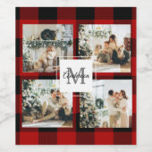 Rode buffels en collage foto's met Initiaal Wijn Etiket (Enkel label)