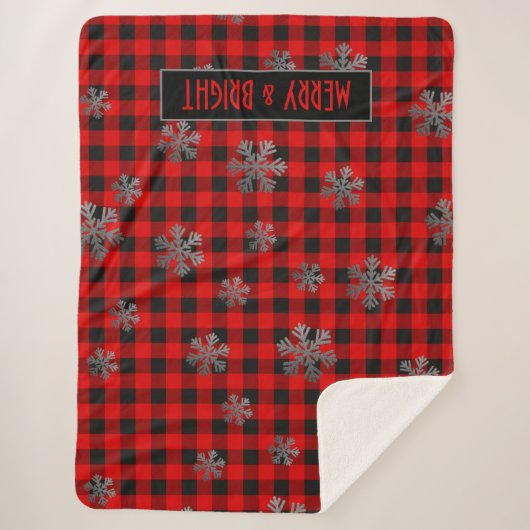 Rode buffels en glitterneeuwvlokken sherpa deken (Voorkant)