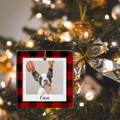 Rode buffels, naam en foto van honden keramisch ornament