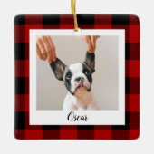 Rode buffels, naam en foto van honden keramisch ornament (Voorkant)