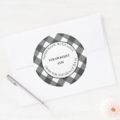 Rode buffels voor zelfgemaakte cadeaus ronde sticker (Envelop)