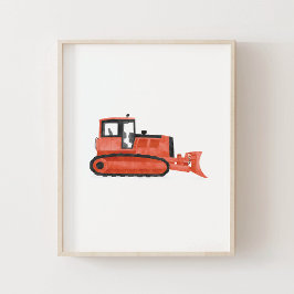 Rode Bulldozer Bouw Kinderkamer Decoratie