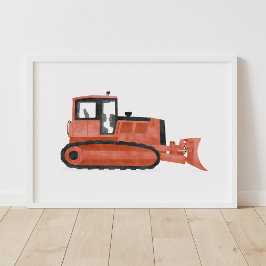 Rode Bulldozer Bouw Kinderkamer Decoratie