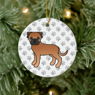 Rode Bullmastiff Schattige Cartoon Hond Keramisch Ornament