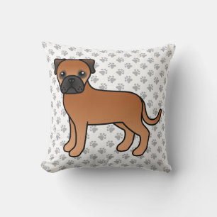 Rode Bullmastiff Schattige Cartoon Hond & Pootjes Kussen