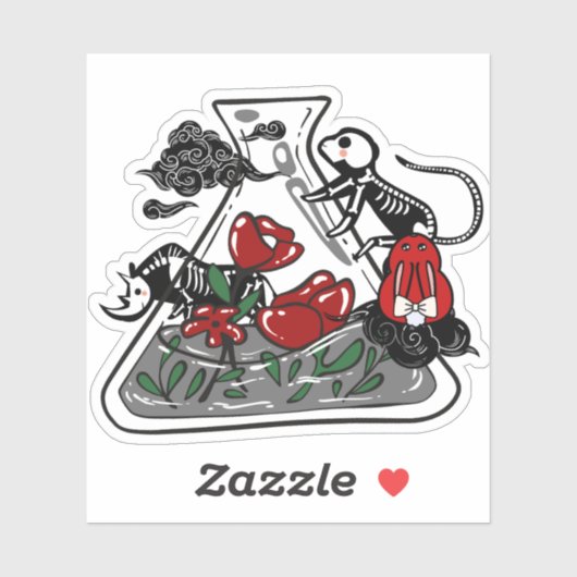 Rode Bunny en Skelet Alchemie Pot Sticker (Vel)