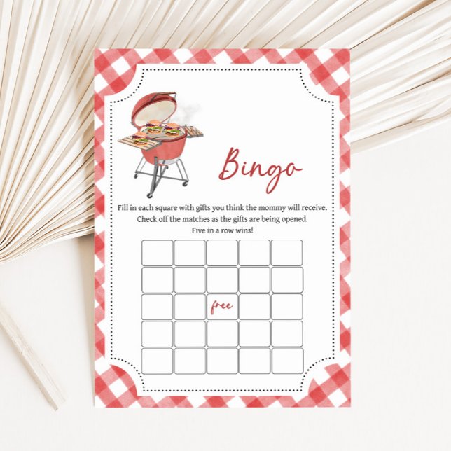 Rode Burger BBQ Baby Shower Bingo Spel (Burger BBQ Baby Shower Game)