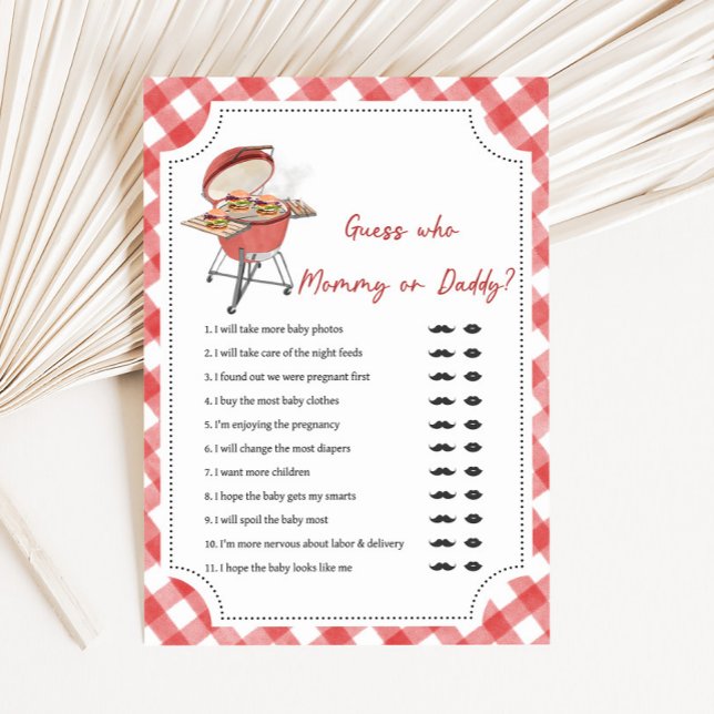 Rode Burger BBQ Baby Shower Raad Wie Game (Burger BBQ Baby Shower Game)