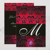 RODE BURGUNDY ZWARTE DAMAST MONOGRAM robijn goud Kaart (Voorkant / Achterkant)