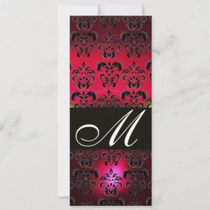 RODE BURGUNDY ZWARTE DAMAST MONOGRAM rood wit Kaart