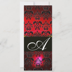 RODE BURGUNDY ZWARTE DAMAST MONOGRAM rood wit Kaart