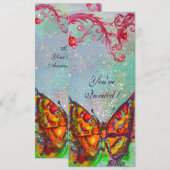 RODE BUTTERFLES IN BLAUWE GROENE BLAUWGROEN GOUDEN KAART (Voorkant / Achterkant)