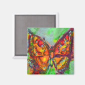 RODE BUTTERFLES IN BLUE GREEN GOLD SPARKLES MAGNEET (Voorkant / Achterkant)