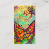 RODE BUTTERFLES IN BLUE GREEN GOLD SPARKLES Monogr Visitekaartje (Achterkant)