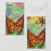 RODE BUTTERFLES IN BLUE GREEN GOLD SPARKLES Monogr Visitekaartje (Voorkant / Achterkant)