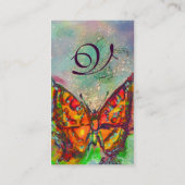 RODE BUTTERFLES IN BLUE GREEN GOLD SPARKLES Monogr Visitekaartje (Achterkant)