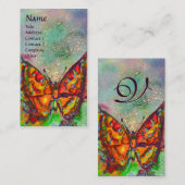 RODE BUTTERFLES IN BLUE GREEN GOLD SPARKLES Monogr Visitekaartje (Voorkant / Achterkant)