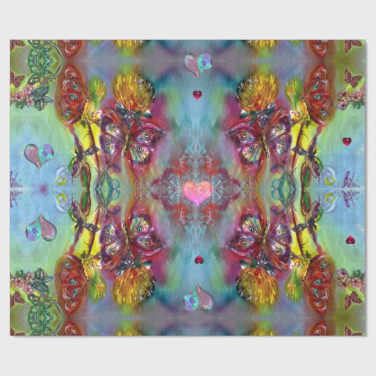 RODE BUTTERFLIES OP DEZELFDE SCHIJVEN, HARTS-Valen Cadeaupapier (Vlak)