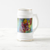 RODE BUTTERFLIES OP GEEL THISTLS, BLUE SKY Floral Bierpul (Voorkant rechts)