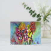RODE BUTTERFLIES OP GEEL THISTLS, BLUE SKY Floral Briefkaart (Staand voorkant)