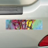 RODE BUTTERFLIES OP GEEL THISTLS, BLUE SKY Floral Bumpersticker (Op auto)