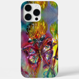 RODE BUTTERFLIES OP GEEL THISTLS, BLUE SKY Floral iPhone 16 Pro Max Hoesje