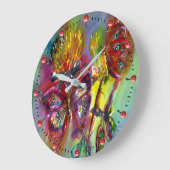 RODE BUTTERFLIES OP GEEL THISTLS, BLUE SKY Floral Grote Klok (Hoek)