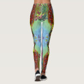 RODE BUTTERFLIES OP GEEL THISTLS, BLUE SKY Floral Leggings (Achterkant)