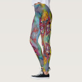 RODE BUTTERFLIES OP GEEL THISTLS, BLUE SKY Floral Leggings (Links)