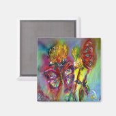 RODE BUTTERFLIES OP GEEL THISTLS, BLUE SKY Floral Magneet (Voorkant / Achterkant)