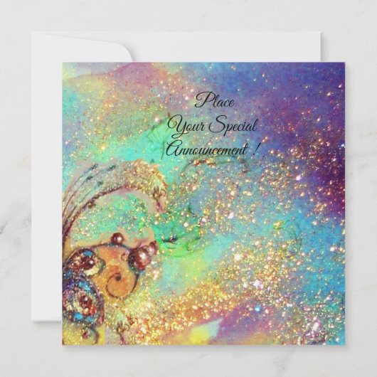 RODE BUTTERFLY BLUE GOLD YELLOW SPARKLES MONOGRAM AANKONDIGING (Achterkant)