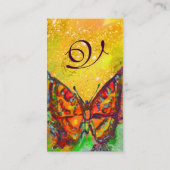 RODE BUTTERFLY IN GEEL GOUDE GARKLASSE Monogram Visitekaartje (Achterkant)