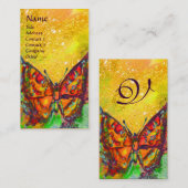 RODE BUTTERFLY IN GEEL GOUDE GARKLASSE Monogram Visitekaartje (Voorkant / Achterkant)