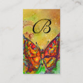 RODE BUTTERFLY IN GEEL GOUDE GARKLASSE Monogram Visitekaartje (Achterkant)