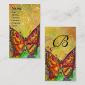 RODE BUTTERFLY IN GEEL GOUDE GARKLASSE Monogram Visitekaartje (Voorkant / Achterkant)